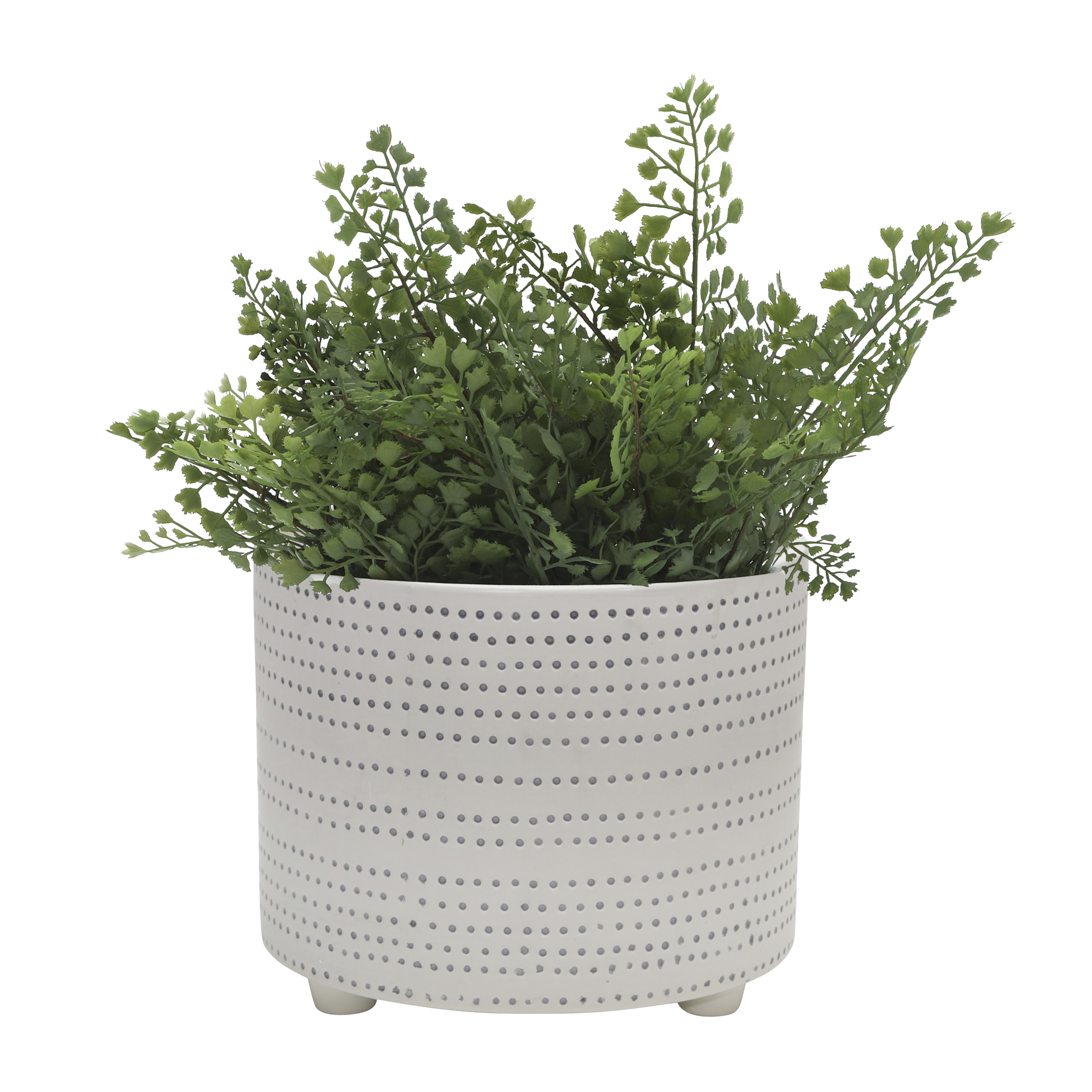 Sagebrook 12" Ceramic Footed Planter with Dots (Set Of 2) - Ivory