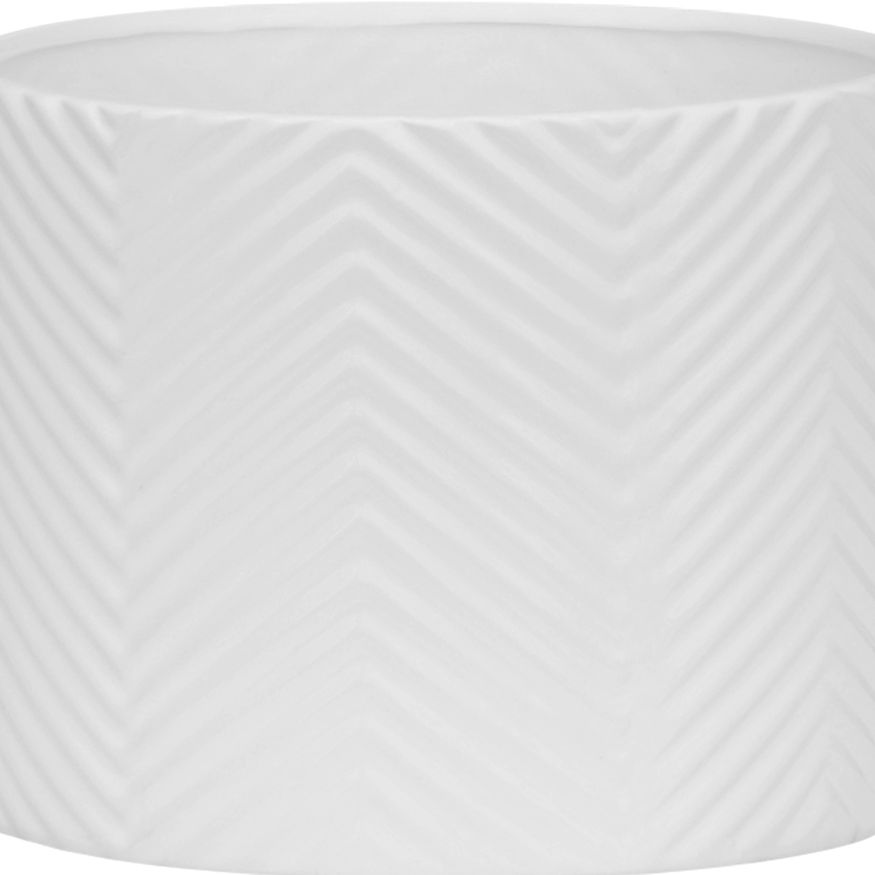 Sagebrook 8" Ceramic Chevron Planter With Wood Stand - White