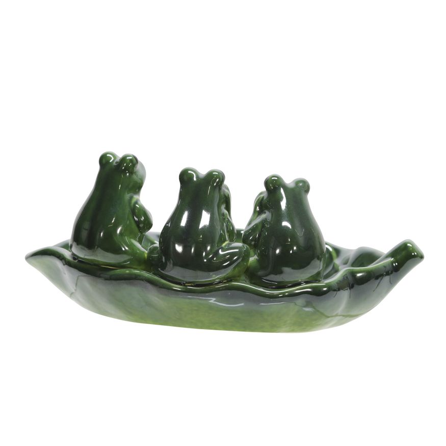 Sagebrook Ceramic Frog Trio Bird Feeder - Green