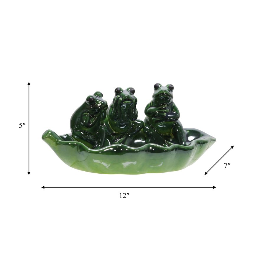 Sagebrook Ceramic Frog Trio Bird Feeder - Green