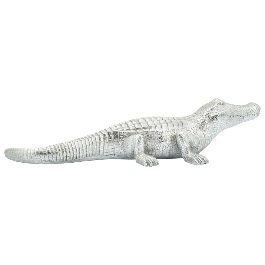 Sagebrook 16" Polyresin Crocodile Figurine - Silver