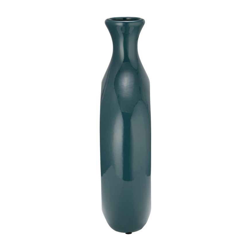 Sagebrook 13" 2-Tone Scratched Oval Vase - Teal/Champagne