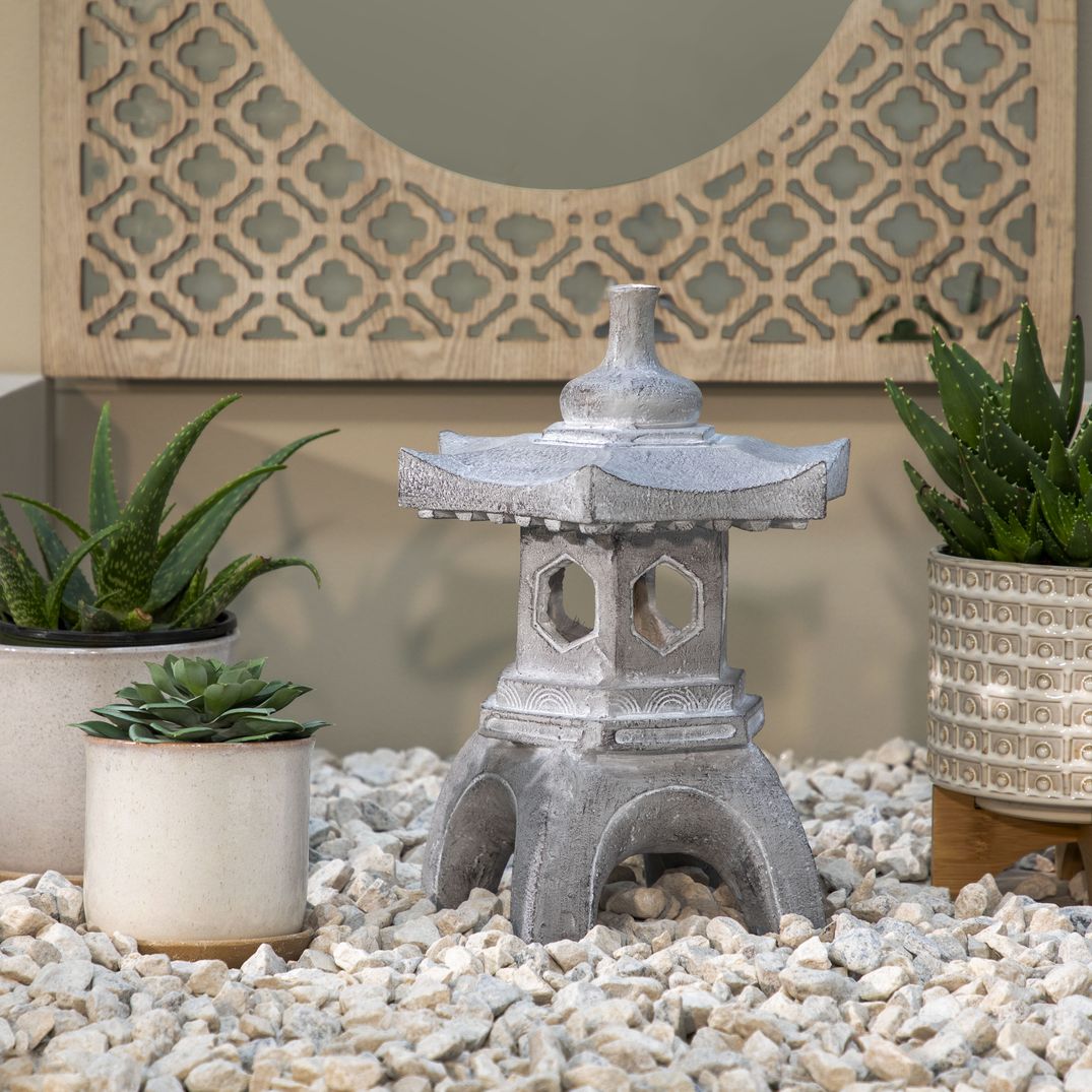 Sagebrook 17" Temple Lighthouse Decor - Gray