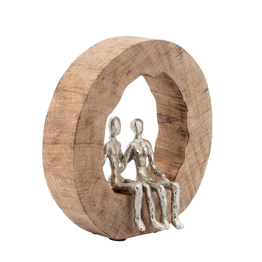 Sagebrook Aluminum Couple In Mango Wood - Silver/Brown