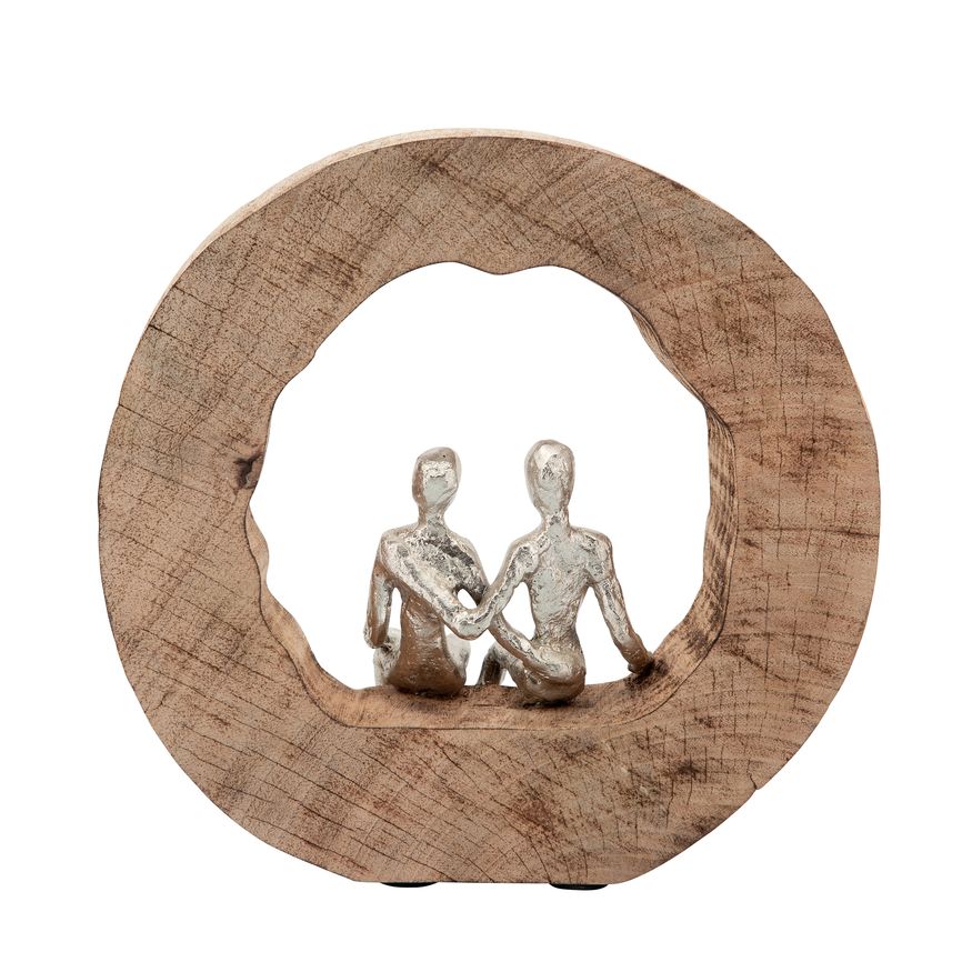 Sagebrook Aluminum Couple In Mango Wood - Silver/Brown