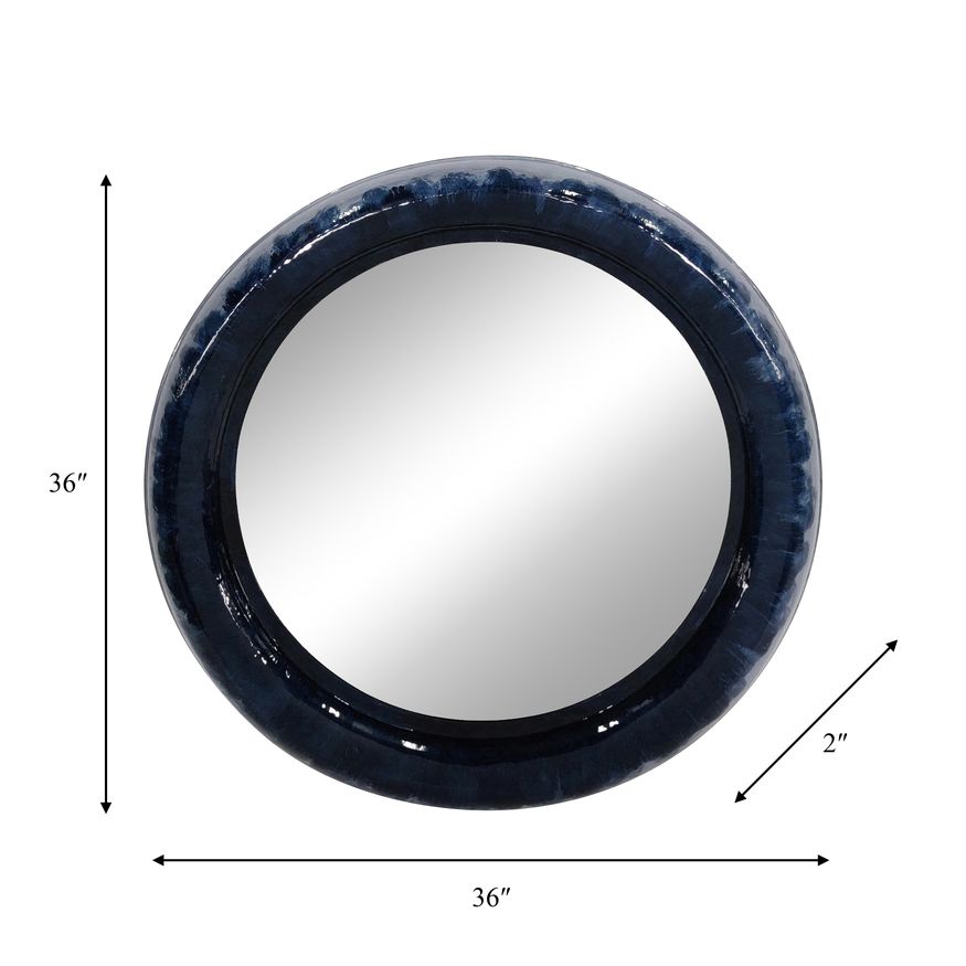 Sagebrook Metal Round Mirror - Blue