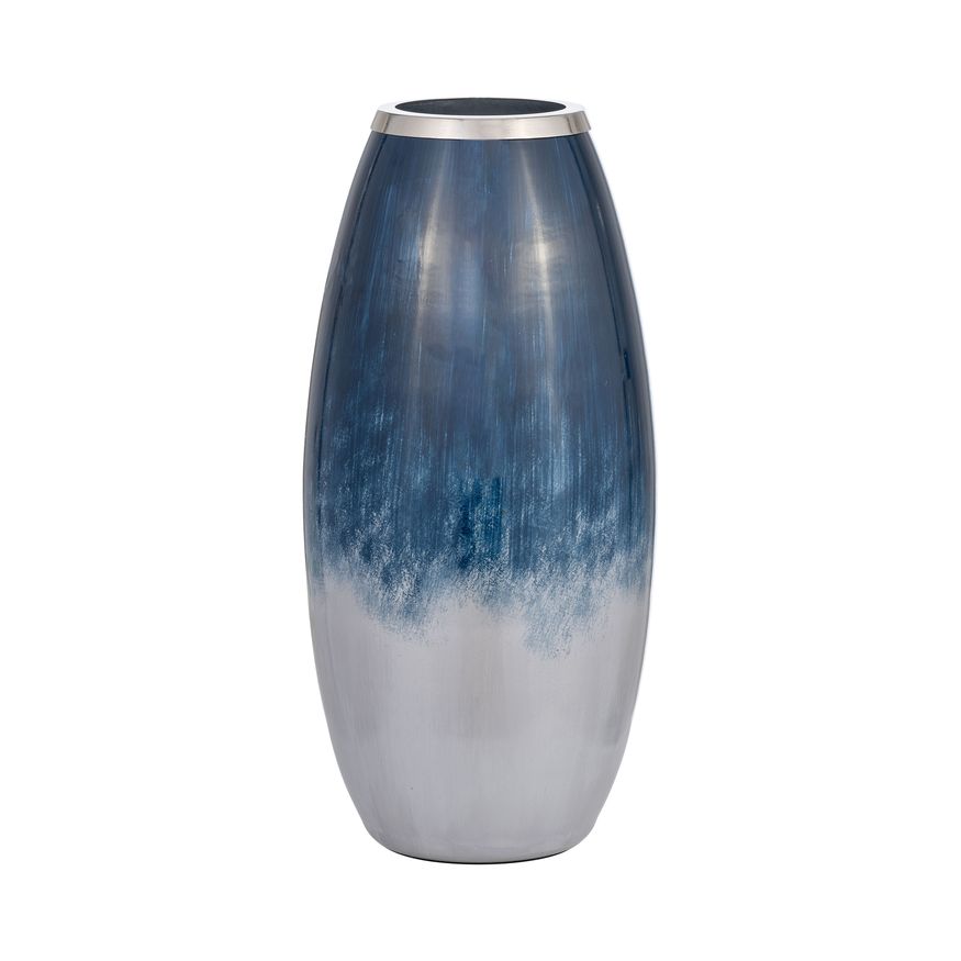 Sagebrook - 18" Glass Vase With Metal Rim