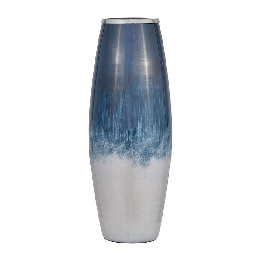 Sagebrook 18" Glass Vase With Metal Rim