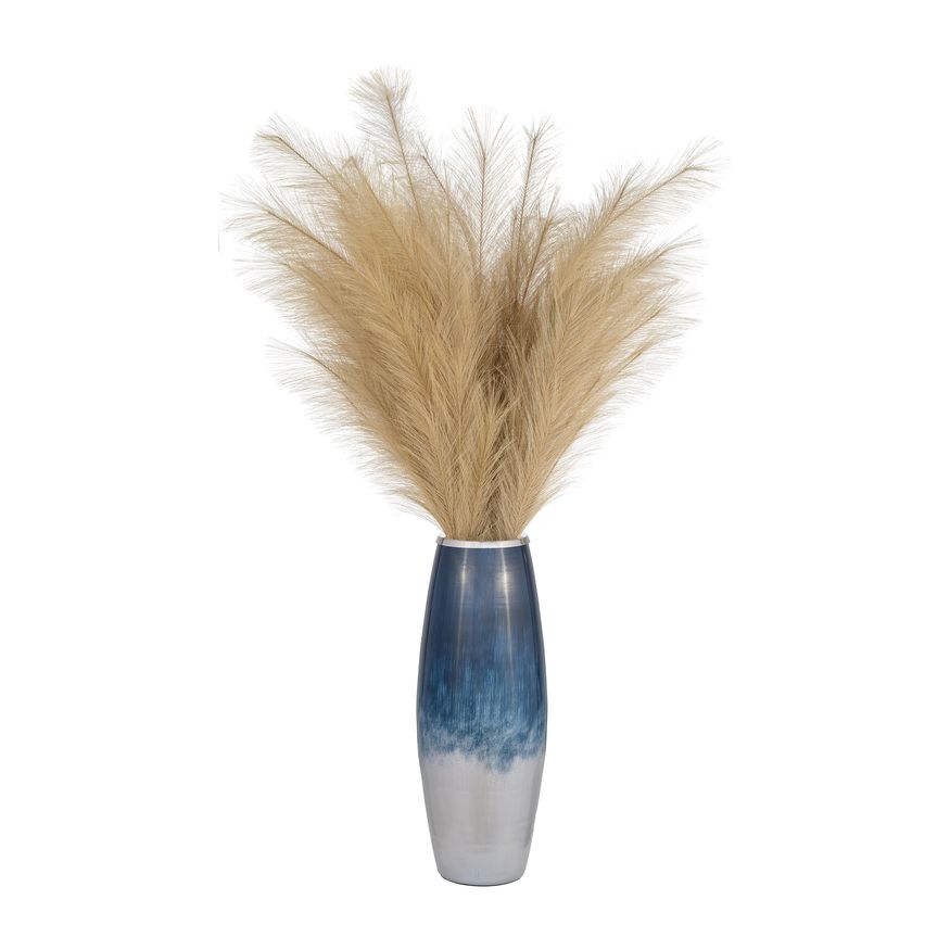 Sagebrook 24" Glass Vase With Metal Rim - Blue/White Ombre