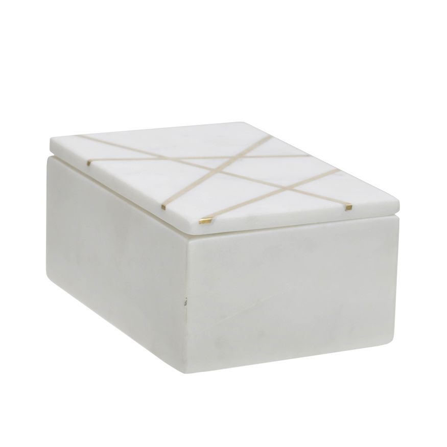 Sagebrook - 7"x5" Marble Box WithInlay in White