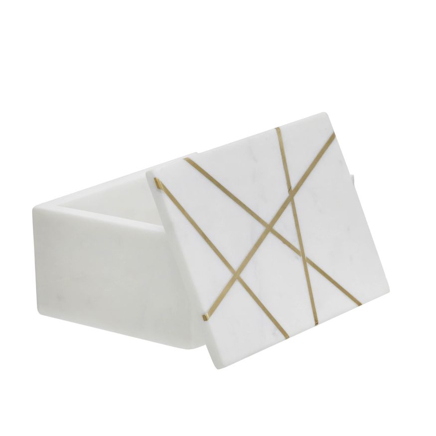 Sagebrook - 7"x5" Marble Box WithInlay in White