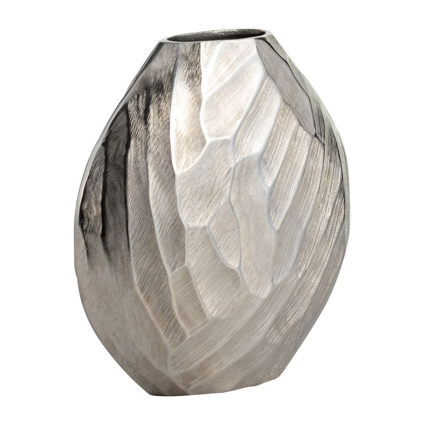 Sagebrook 10" Aluminum Hammered Vase - Silver