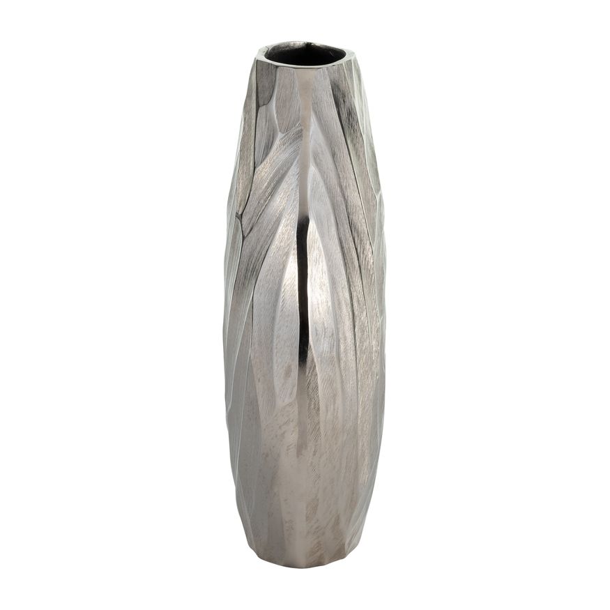 Sagebrook 10" Aluminum Hammered Vase - Silver