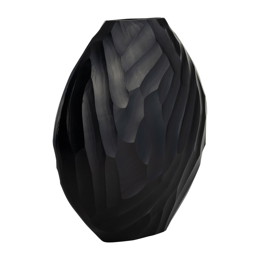 Sagebrook 14" Aluminum Hammered Vase - Matte Black