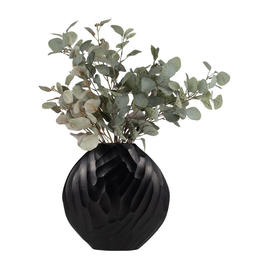 Sagebrook 14" Aluminum Hammered Vase - Matte Black