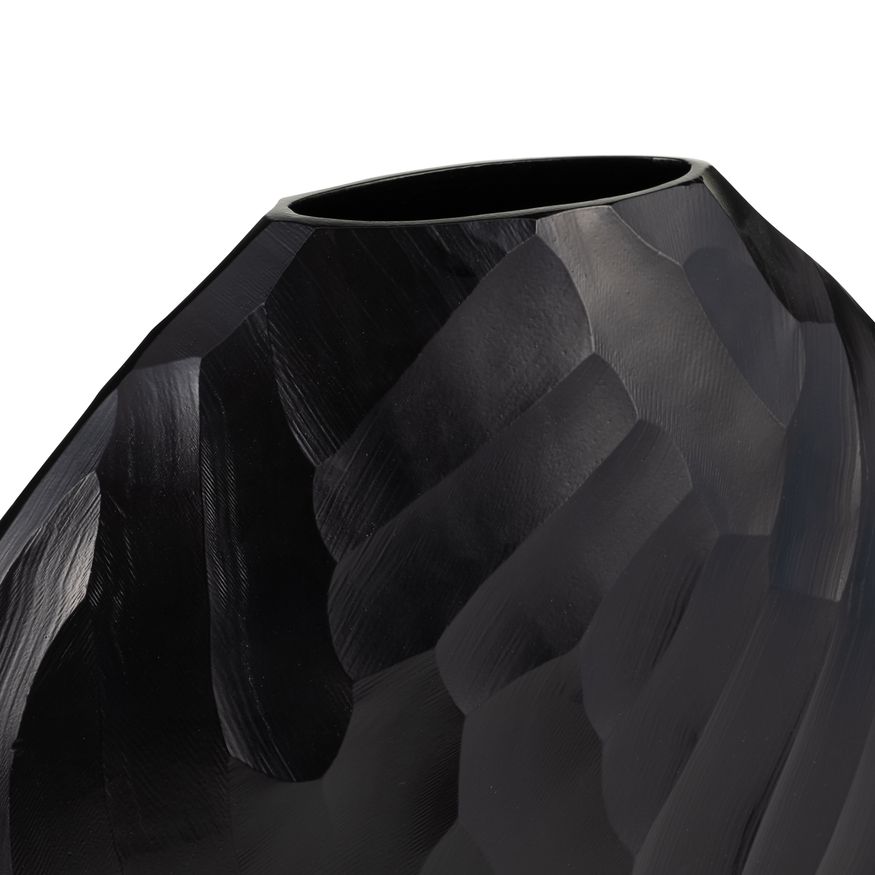 Sagebrook 14" Aluminum Hammered Vase - Matte Black