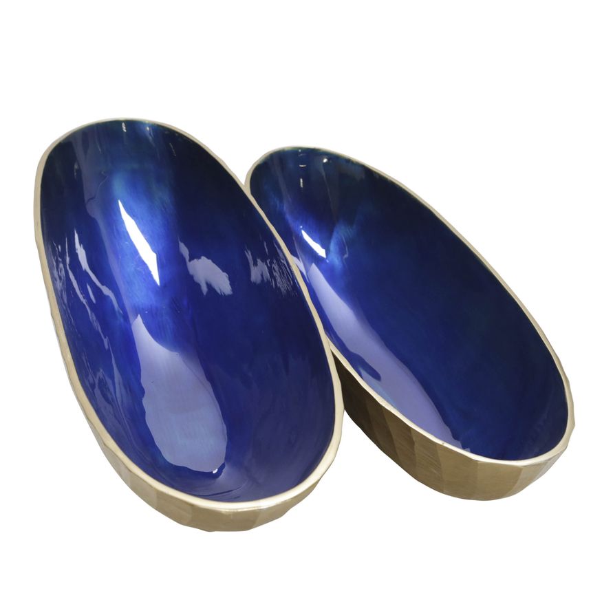 Sagebrook 21"/24" Aluminum Oval Bowl (Set Of 2) - Blue