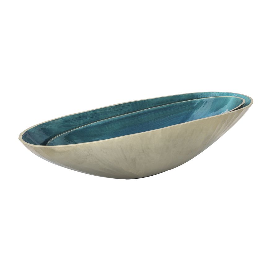 Sagebrook 21"/24" Aluminum Oval Bowl (Set Of 2) - Aqua