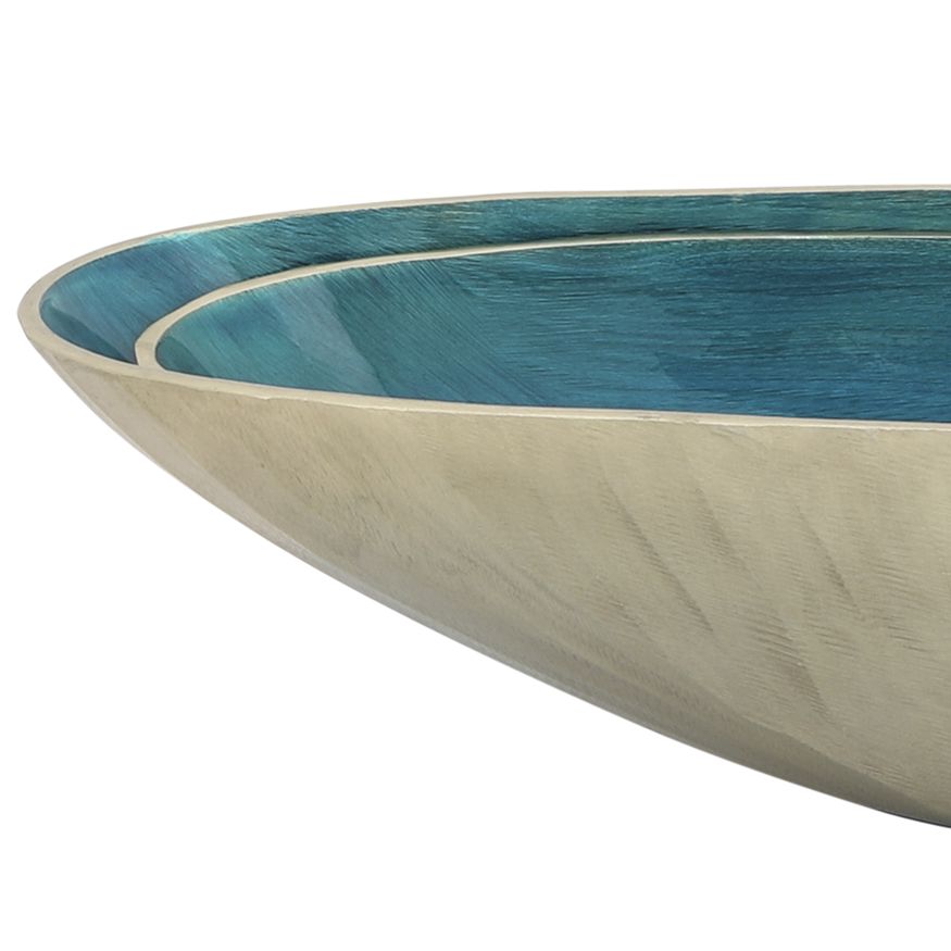 Sagebrook 21"/24" Aluminum Oval Bowl (Set Of 2) - Aqua