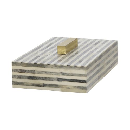 Sagebrook - 9" Bone Rectangular Box in Light Gray/Gold