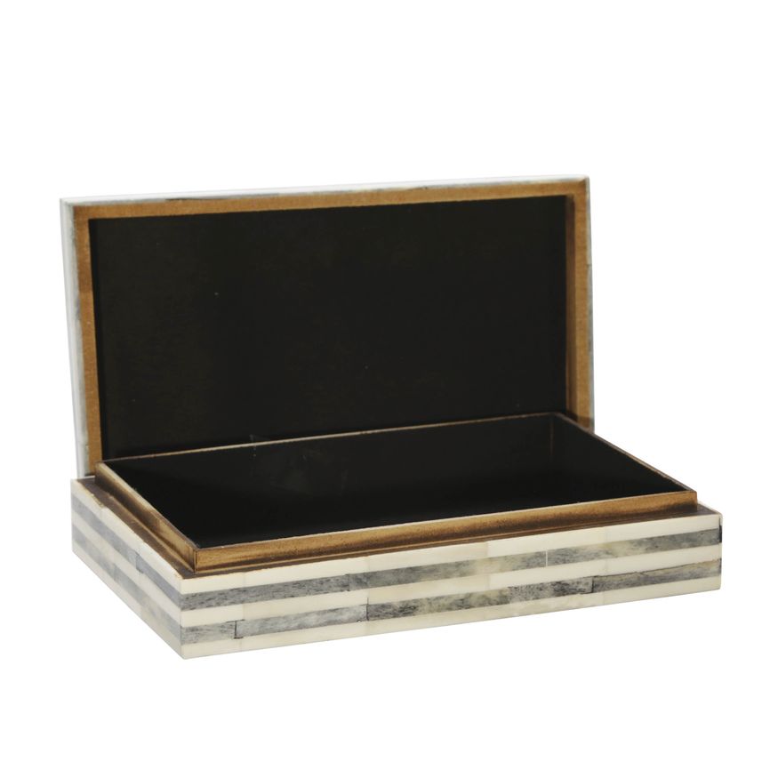 Sagebrook - 9" Bone Rectangular Box in Light Gray/Gold