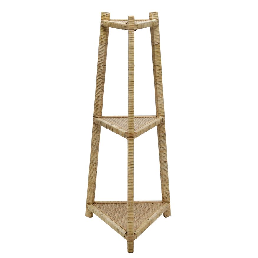 Sagebrook - Wood/Rattan Corner Triangle Shelf