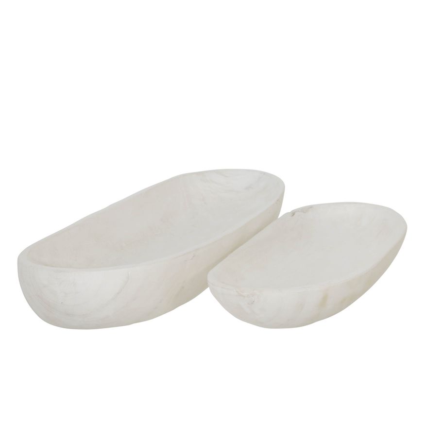 Sagebrook 18"/24" Wood Decor Plates (Set Of 2) - White