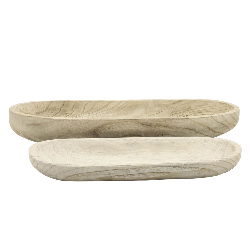 Sagebrook 18"/24" Wood Decor Plates (Set Of 2) - Natural