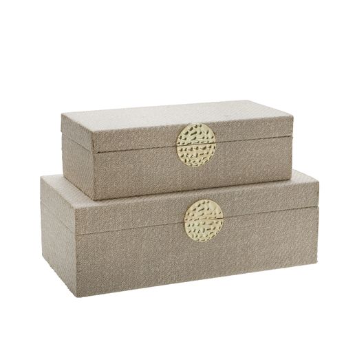 Sagebrook 10"/12" Wood Box With Medallion (Set Of 2)