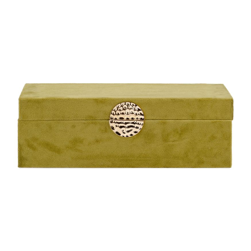 Sagebrook 10"/12" Wood Box With Medallion (Set Of 2) - Olive/Gold