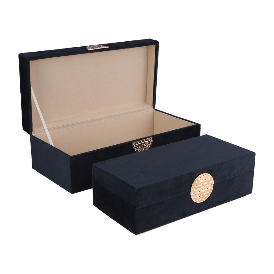 Sagebrook 10"/12" Wood Box With Medallion (Set Of 2)