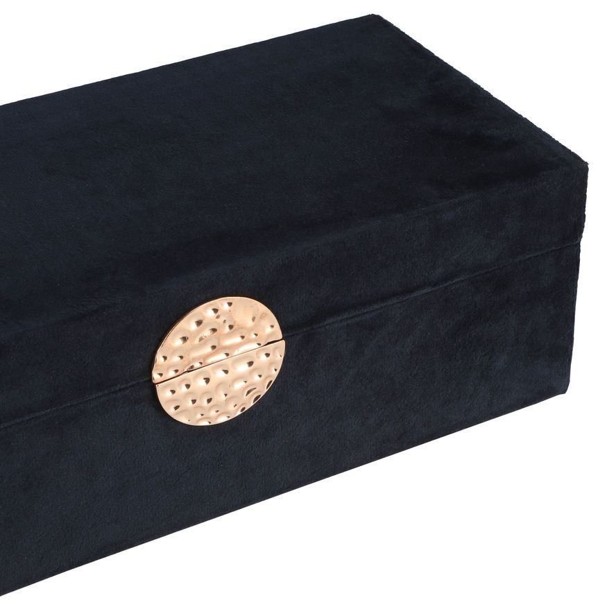 Sagebrook 10"/12" Wood Box With Medallion (Set Of 2) - Navy/Gold