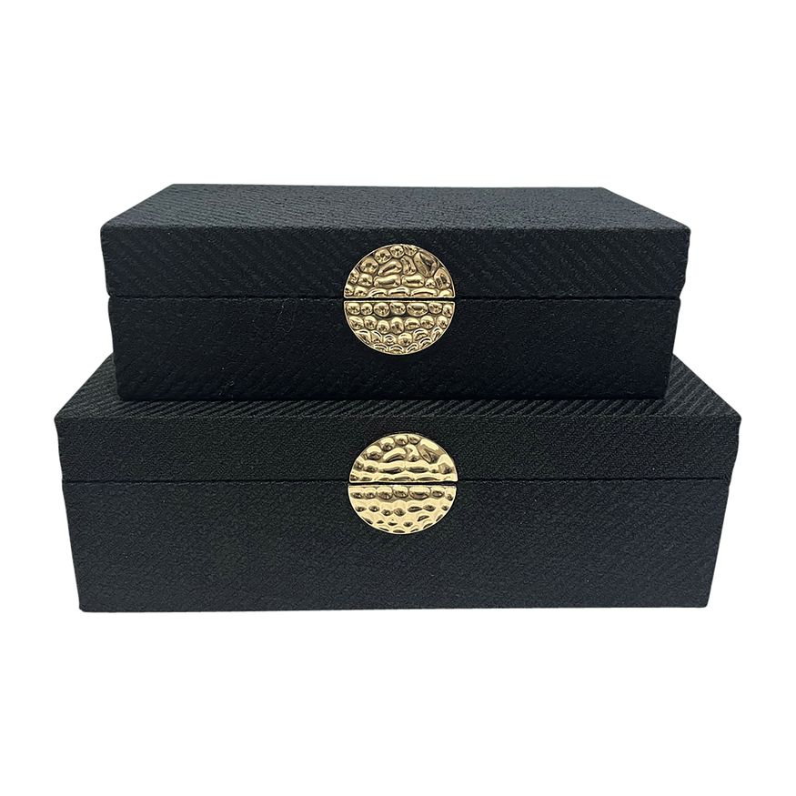 Sagebrook 10"/12" Velveteen Box With Medallion (Set Of 2)