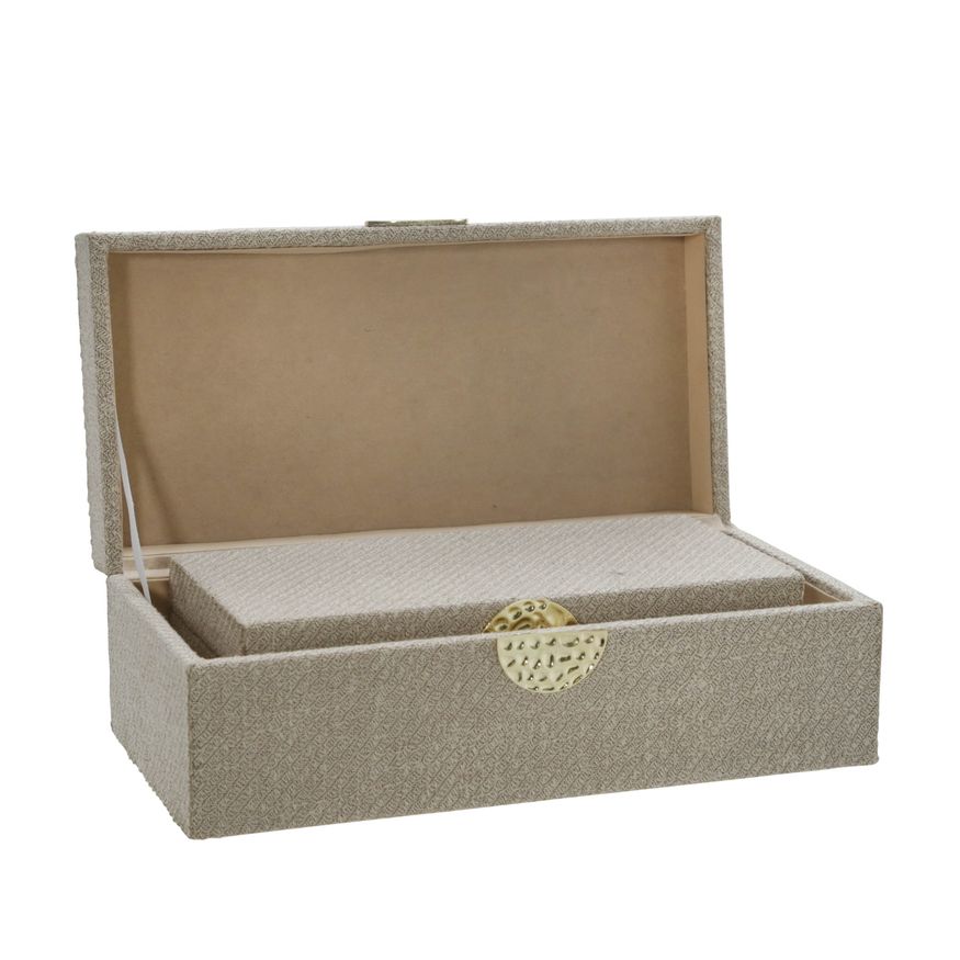 Sagebrook 10"/12" Wood Box With Medallion (Set Of 2) - Ivory/Gold