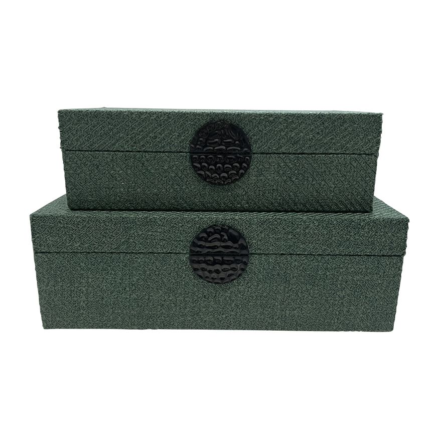 Sagebrook 10"/12" Velveteen Box With Medallion (Set Of 2)