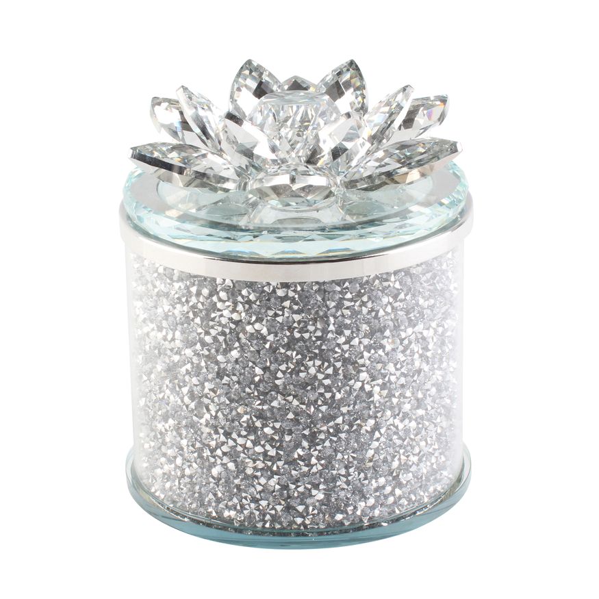 Sagebrook 5" Crystal Round Lotus Box