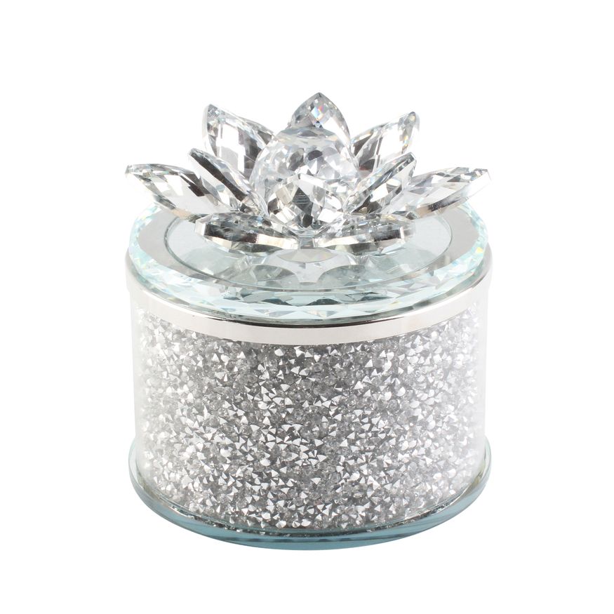 Sagebrook 5" Crystal Round Lotus Box