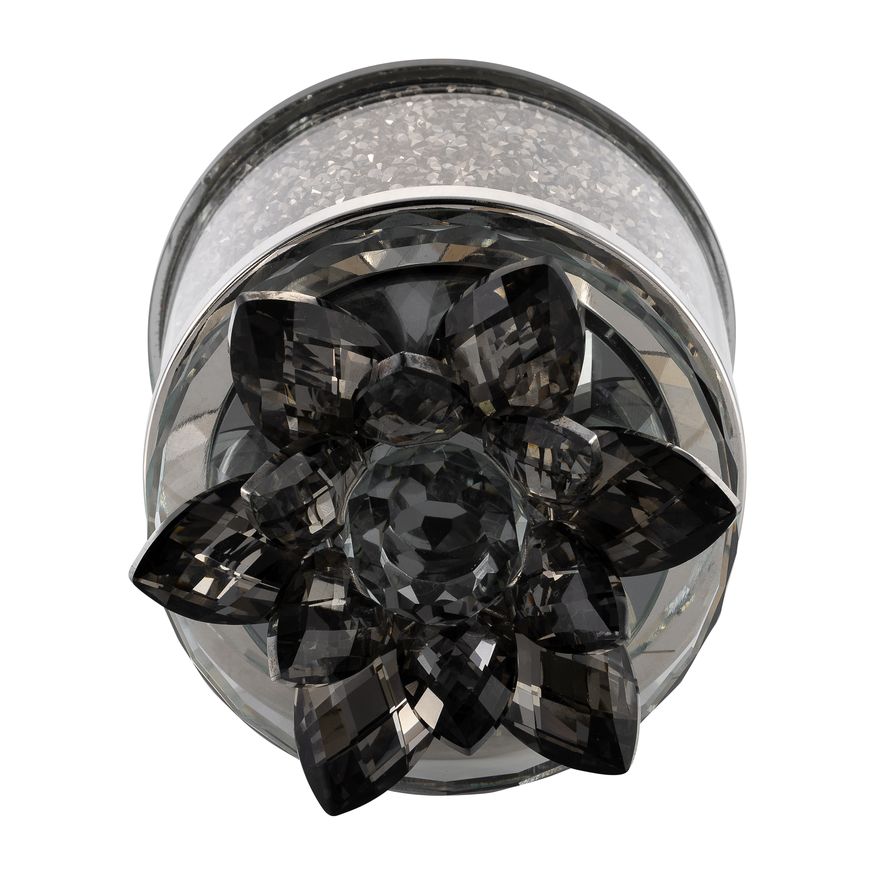 Sagebrook 4" Crystal Round Lotus Box - Smoke