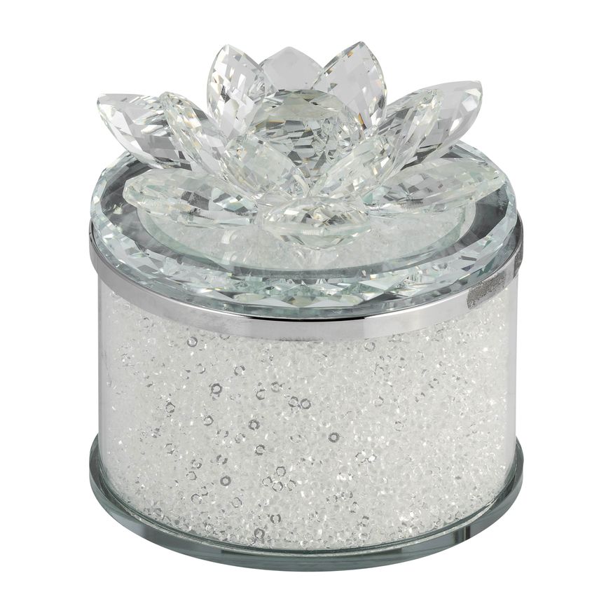 Sagebrook 5" Crystal Round Lotus Box