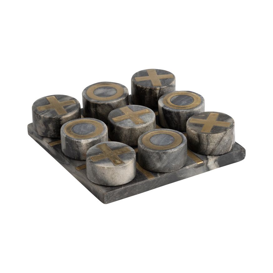 Sagebrook 7"x7" Marble Tic-Tac-Toe - Black/Gold