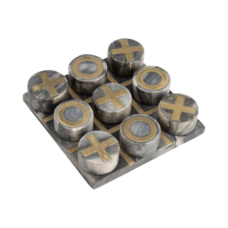 Sagebrook 7"x7" Marble Tic-Tac-Toe - Black/Gold