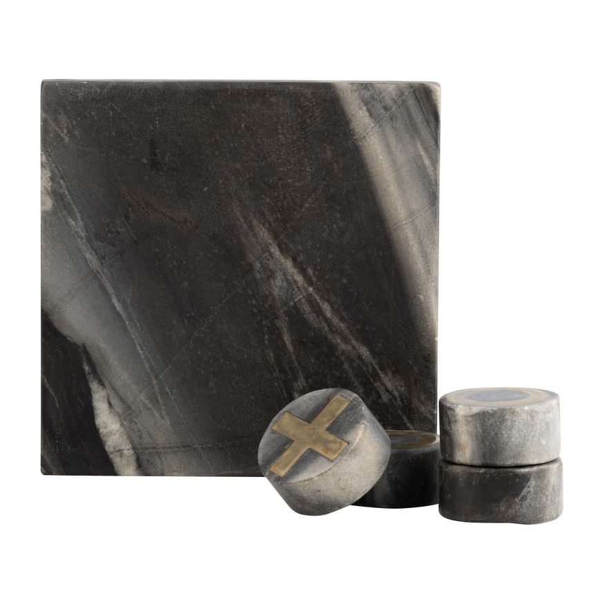 Sagebrook 7"x7" Marble Tic-Tac-Toe - Black/Gold