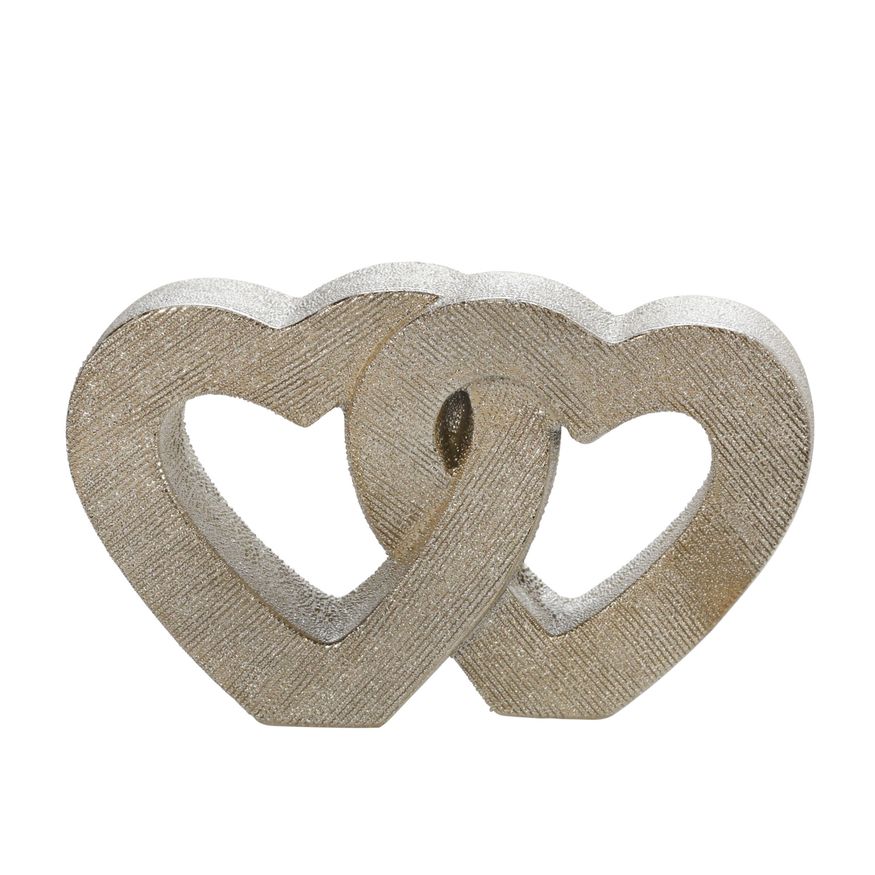 Sagebrook - 10" Ceramic Double Heart Table Decor in Champagne