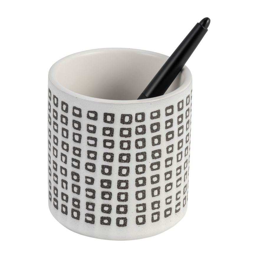 Sagebrook - 4" Ceramic Dotted Pen Holder in Black