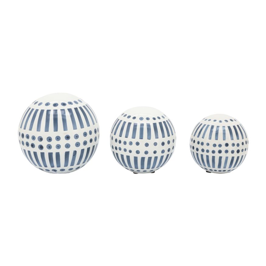 Sagebrook 6"/5"/4" Ceramic Orbs (Set Of 3) - Navy