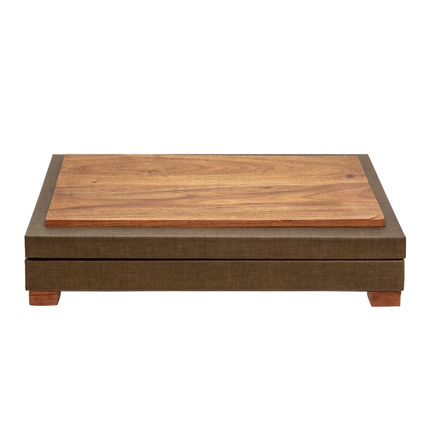 Sagebrook - 16" Wood Faux Leather Box With Legs in Green