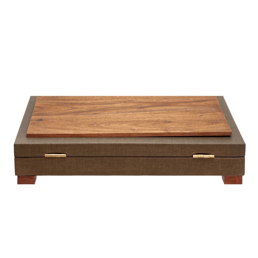 Sagebrook - 16" Wood Faux Leather Box With Legs in Green