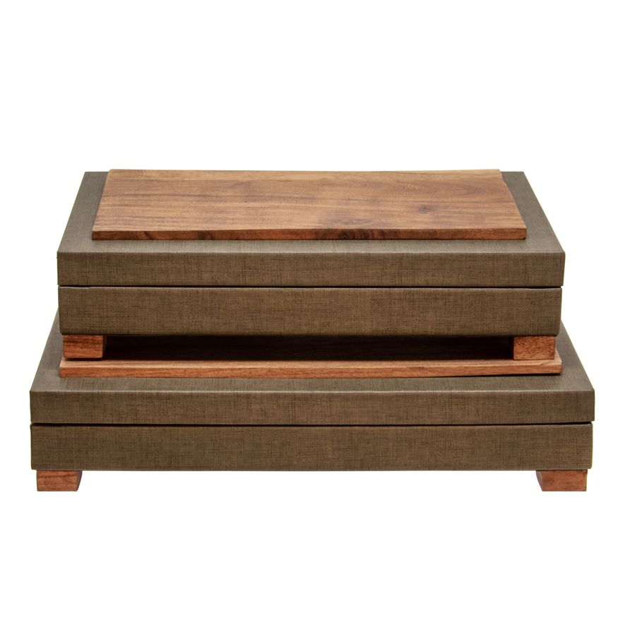 Sagebrook - 16" Wood Faux Leather Box With Legs in Green