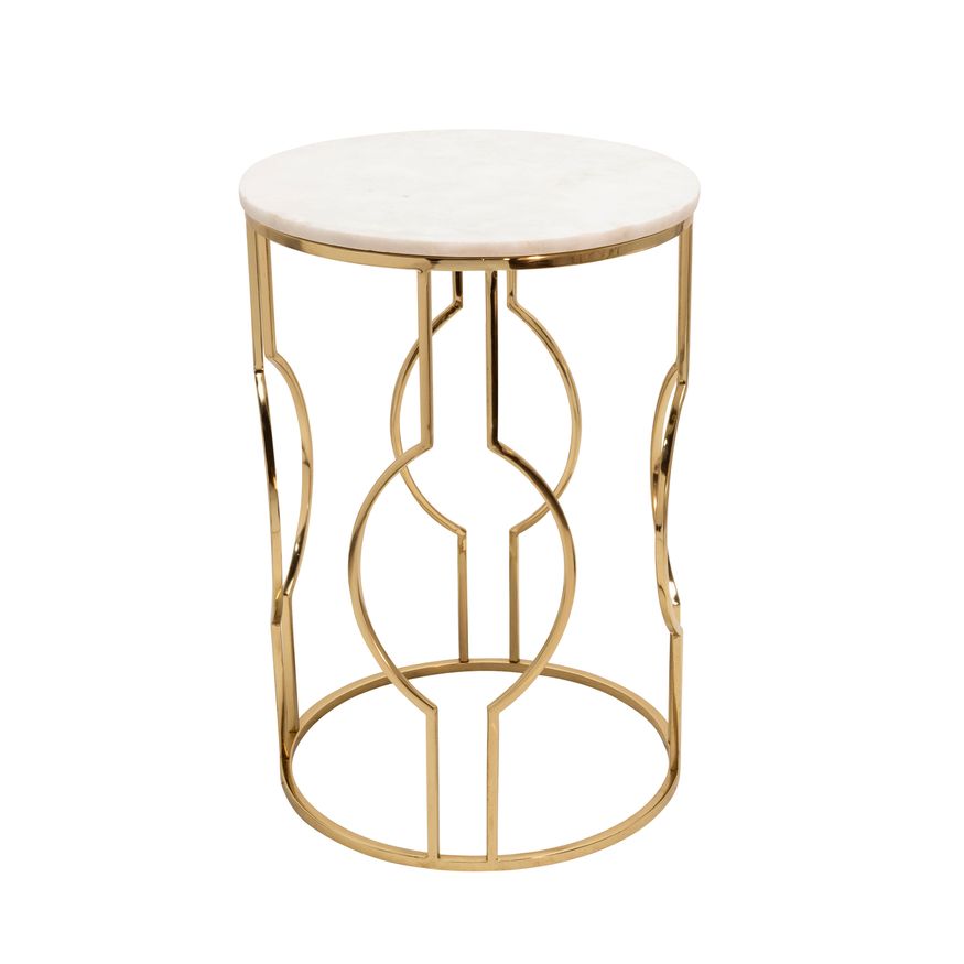 Sagebrook - Round Marble Top Accent Table Set in White