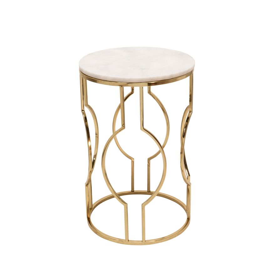 Sagebrook - Round Marble Top Accent Table Set in White